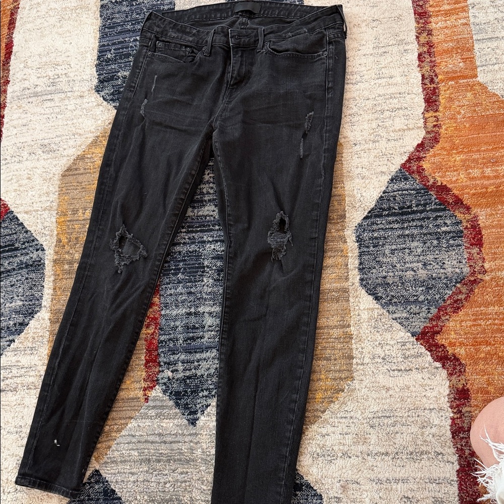 Vince Black Distressed Skinny Jeans